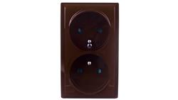 BIS Gniazdo podwójne z/u z przesłonami brązowe GN-2BZP/24-43367