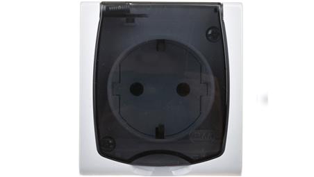 MADERA Gniazdo hermetyczne pojedyncze z/u Schuko IP44 klapka przezroczysta biała GNH-1NS/00/d-40820