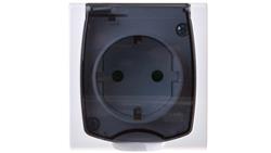 MADERA Gniazdo hermetyczne pojedyncze z/u Schuko IP44 z przesłonami klapka przezroczysta białe GNH-1NSP/00/d-40821