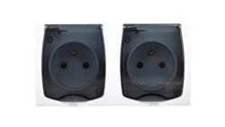 MADERA Gniazdo hermetyczne podwójne z/u IP44 z przesłonami klapka przezroczysta białe GNH-2NZP/00/d-40802