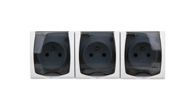 MADERA Gniazdo hermetyczne potrójne z/u IP44 klapka przezroczysta białe GNH-3NZ/00/d-40712 MADERA Gniazdo hermetyczne potrójne z/u IP44 klapka przezroczysta białe GNH-3NZ/00/d-40712