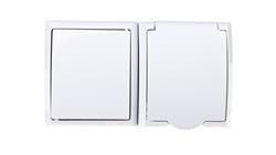 FALA Łącznik hermetyczny pojedynczy + gniazdo z/u z klapką białe ZH-Ł1G/00/w-41785