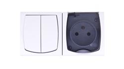 MADERA Łącznik hermetyczny świecznikowy + gniazdo hermetyczne pojedyncze z/u z klapką przezroczystą biały ZH-NŁ2G/00/d-41766