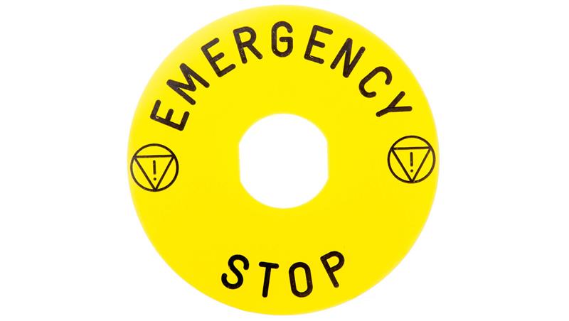 Tabliczka opisowa żółta okrągła fi90 EMERGENCY STOP ZBY8330-21915 Tabliczka opisowa żółta okrągła fi90 EMERGENCY STOP ZBY8330-21915