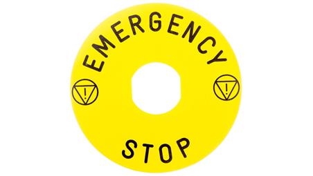 Tabliczka opisowa żółta okrągła fi90 EMERGENCY STOP ZBY8330-21915