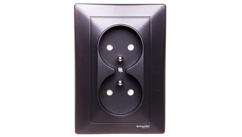 SEDNA Gniazdo podwójne z/u 16A 250V grafitowe SDN2800670-43427