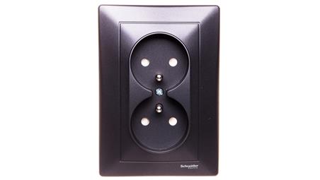 SEDNA Gniazdo podwójne z/u 16A 250V grafitowe SDN2800670-43427