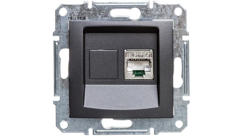 SEDNA Gniazdo komputerowe pojedyncze RJ45 kat.6 FTP grafitowe SDN4900170-34490