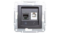 SEDNA Gniazdo teleinformatyczne RJ11 RJ45 kat.5e UTP grafitowe SDN5100170-34657