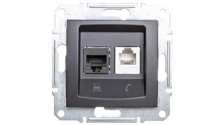 SEDNA Gniazdo teleinformatyczne RJ11 RJ45 kat.5e UTP grafitowe SDN5100170-34657