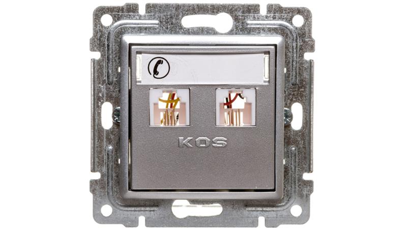 VENA Gniazdo telefoniczne podwójne 2xRJ11 aluminium 514064-34497
