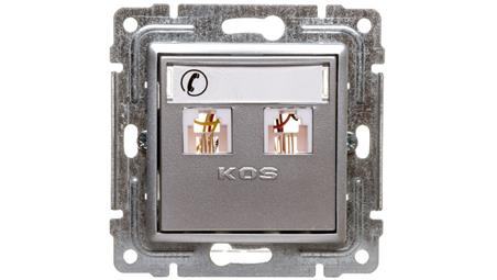 VENA Gniazdo telefoniczne podwójne 2xRJ11 aluminium 514064-34497