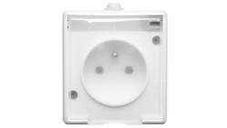 TROL Gniazdo hermetyczne pojedyncze z/u IP44 klapka transparentna białe 100132-40709