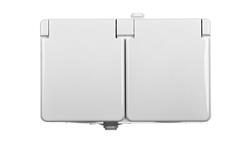 TROL Gniazdo hermetyczne podwójne z/u IP44 klapka biała 100436-40700