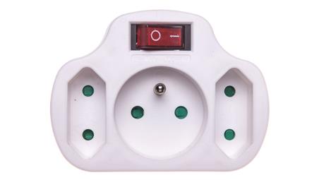 Rozgałęźnik wtyczkowy z wyłącznikiem 1-gniazdo z/u + 2x Euro biały P0029-29317