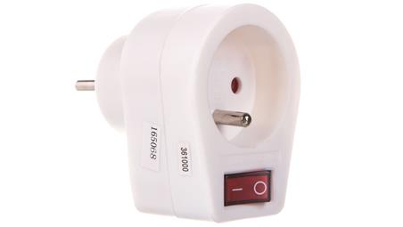 Wtyczka-gniazdo z wyłącznikiem 10/16A 250V 2P+Z białe P0027-29309