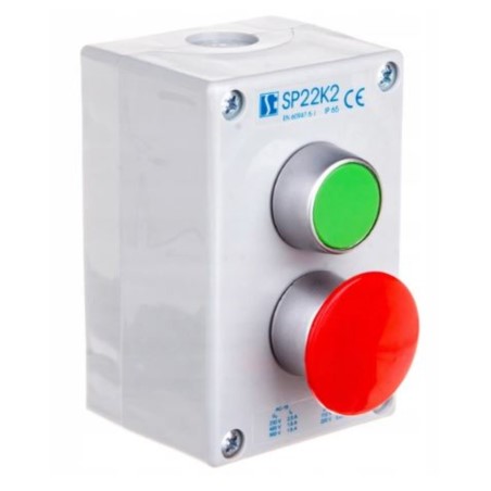 Kaseta 2 otworowa zielony/ przycisk grzybk. czerw. SP22K2 3-2