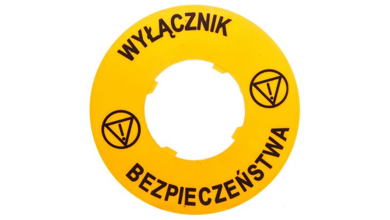 Tabliczka opisowa żółta okrągła fi60 wyłacznik bezpieczeństwa LPXAU122-21881 Tabliczka opisowa żółta okrągła fi60 wyłacznik bezpieczeństwa LPXAU122-21881
