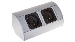 Gniazdo meblowe podwójne z/u 16A IP20 aluminium/ tworzywo, OR-AE-1303/G-45100