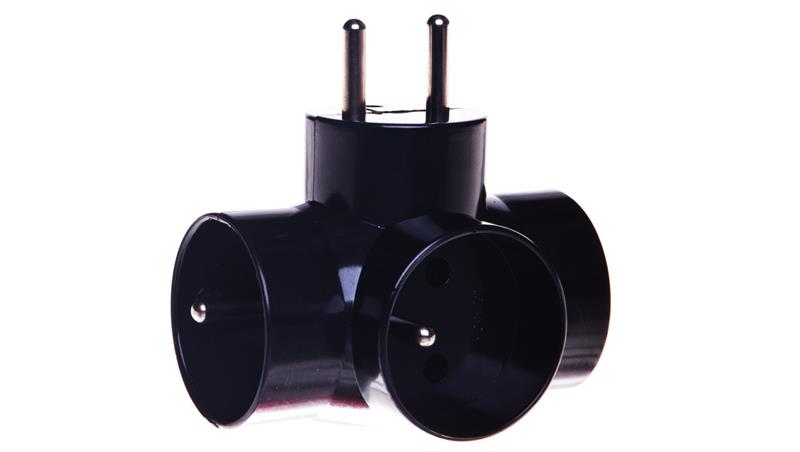 Rozgałęźnik wtyczkowy 3-gniazda z/u czarny E2010 P0030-29313