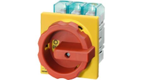 Rozłącznik główny/awaryjny 3P 63A 22kW AC23A 400V montaż tablicowy pokrętło żółto-czerwone 4 otwory 3LD2504-0TK53-13561