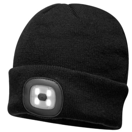 Czapka z lampką LED do ładowania poprzez USB Czarna