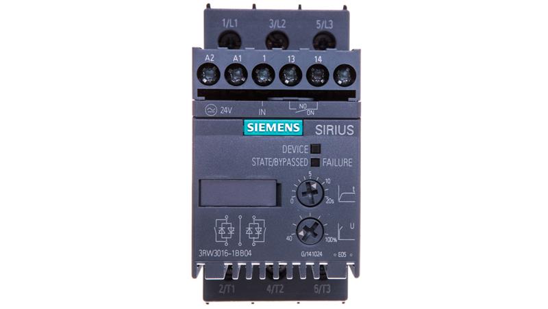 Softstart 3-fazowy 200-480VAC 9A 4kW/400V Uc=24V AC/DC S00 3RW3016-1BB04-3626