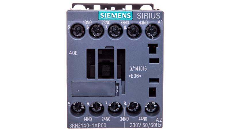 Stycznik pomocniczy 4Z cewka 230V 50-60Hz S00 przyłącze śrubowe SIRIUS 3RH2140-1AP00-14141 Stycznik pomocniczy 4Z cewka 230V 50-60Hz S00 przyłącze śrubowe SIRIUS 3RH2140-1AP00-14141