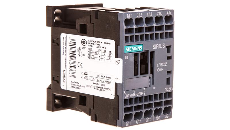 Stycznik mocy 9A 3P 24V DC 0Z 1R S00 3RT2016-2BB42-12875 Stycznik mocy 9A 3P 24V DC 0Z 1R S00 3RT2016-2BB42-12875