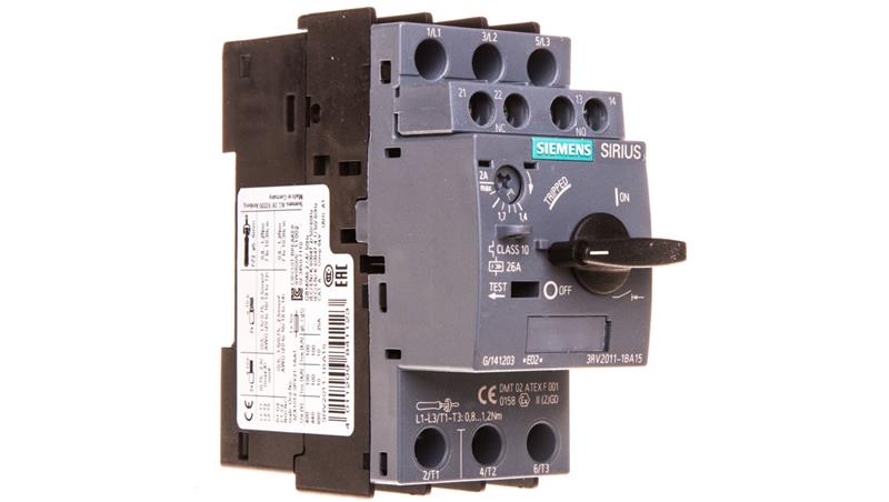 Wyłącznik silnikowy 3P 1,4-2A 1Z 1R S00 3RV2011-1BA15-4038