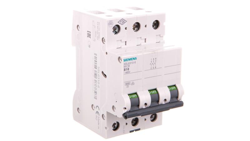 Wyłącznik nadprądowy 3P B 10A 6kA AC 5SL6310-6-16666 Wyłącznik nadprądowy 3P B 10A 6kA AC 5SL6310-6-16666