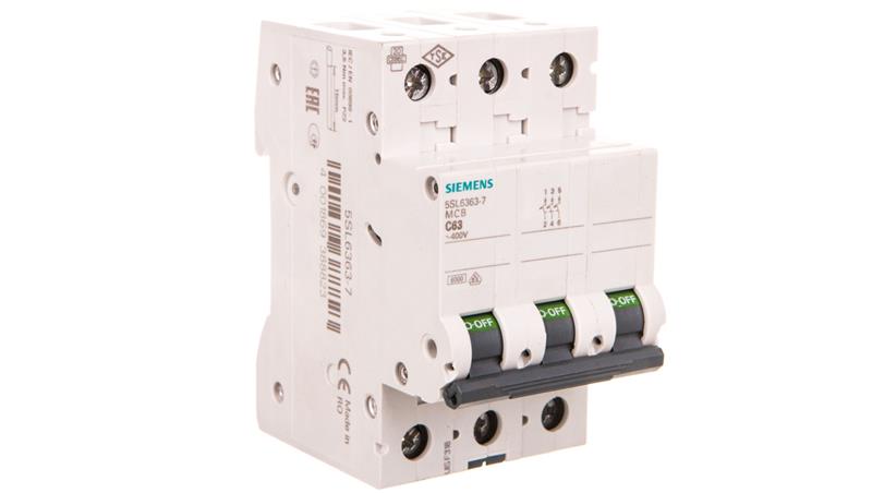 Wyłącznik nadprądowy 3P C 63A 6kA AC 5SL6363-7-16704