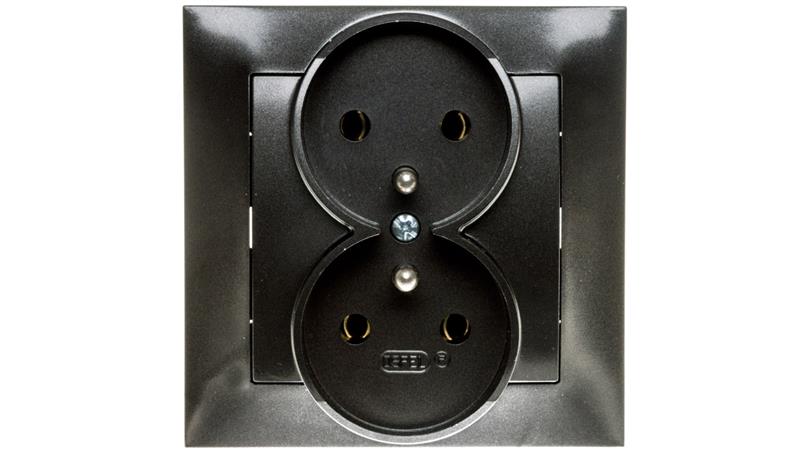 IMPRESJA Gniazdo podwójne z/u antracyt GP-2YZ/50-43050