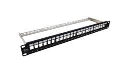 Patch panel 19 cali pusty, modularny 24 porty 1U z podporą niewyposażony PK020-63434
