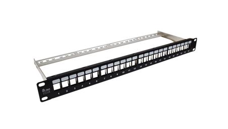 Patch panel 19 cali pusty, modularny 24 porty 1U z podporą niewyposażony PK020-63434