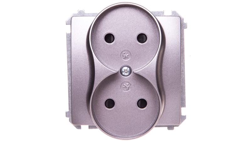 Simon Basic Gniazdo podwójne b/u 16A 250V stal inox BMG2Mz.01/21-44004