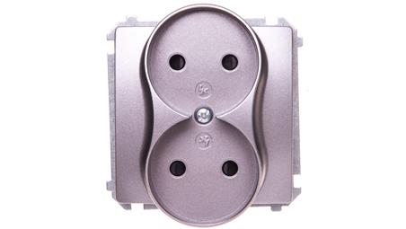 Simon Basic Gniazdo podwójne b/u 16A 250V stal inox BMG2Mz.01/21-44004