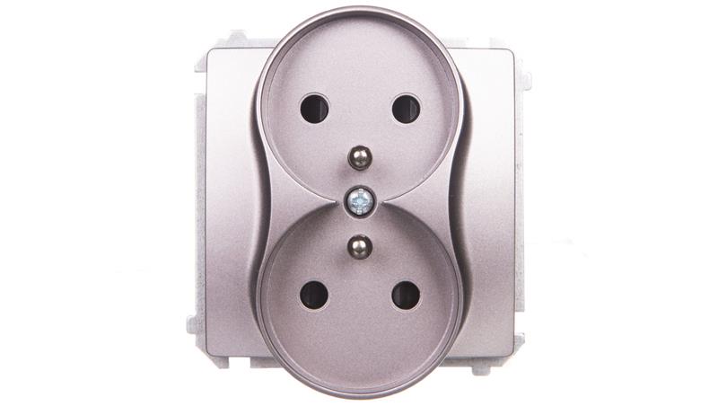 Simon Basic Gniazdo podwójne z/u 16A, 250 V stal inox BMGZ2Mz.01/21-43296