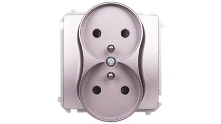 Simon Basic Gniazdo podwójne z/u 16A, 250 V stal inox BMGZ2Mz.01/21-43296