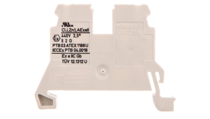 Złączka szynowa 2-przewodowa 2,5mm2 Ex jasnoszara 870-909-74270