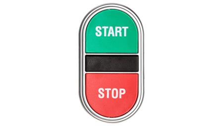 Przycisk sterowniczy dwuklawiszowy kryty z samoczynnym powrotem zielony/czerwony bez adaptera START-STOP LPCB7133-3212