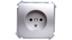 Simon Basic Gniazdo pojedyncze z/u 16A 250V srebrny mat BMGZ1.01/43-42911