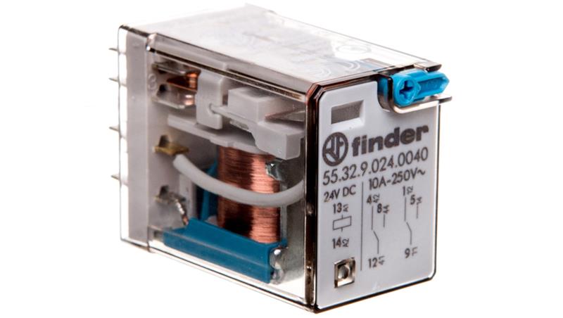 Przekaźnik miniaturowy 2P 10A 24V DC przycisk testujący mechaniczny wskaźnik zadziałania 55.32.9.024.0040-14417 Przekaźnik miniaturowy 2P 10A 24V DC przycisk testujący mechaniczny wskaźnik zadziałania 55.32.9.024.0040-14417