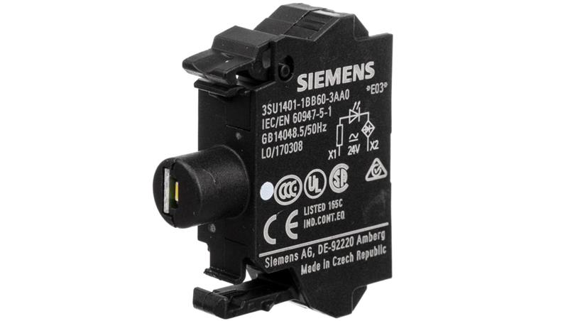 Oprawka blok LED biały 24V AC-DC montaż czołowy przył sprężynowe SIRIUS ACT 3SU1401-1BB60-3AA0-21293