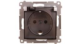 Simon 54 Gniazdo pojedyncze SCHUKO 16A 250V IP44 z przesłonami i klapką srebny mat DGSZ1BZ.01/43A-43380