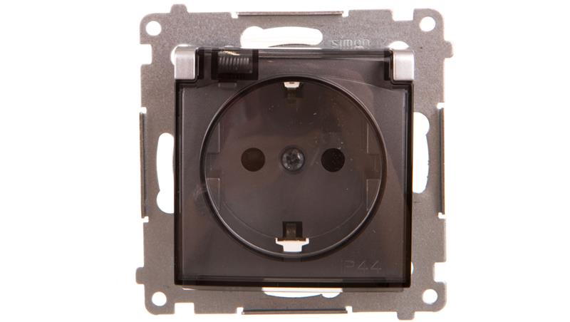 Simon 54 Gniazdo pojedyncze SCHUKO 16A 250V IP44 z przesłonami i klapką srebny mat DGSZ1BZ.01/43A-43380 Simon 54 Gniazdo pojedyncze SCHUKO 16A 250V IP44 z przesłonami i klapką srebny mat DGSZ1BZ.01/43A-43380