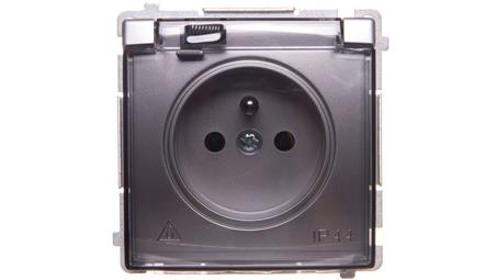 Simon Basic Gniazdo pojedyncze z/u bryzgoszczelne IP44 16A 250V srebrny mat BMGZ1B.01/43A-42951