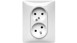 VALENA LIFE Gniazdo podwójne z/u z przesłonami /monoblok/ białe 753186-43125