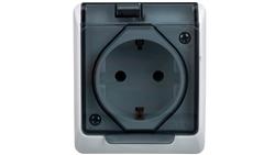 Hermes Gniazdo hermetyczne Schuko z/u z klapką dymną 16A IP44 białe 0324-01-40770