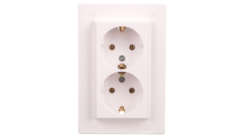 Gniazdo podwójne Asfora SCHUKO białe z ramką EPH9900121-43553